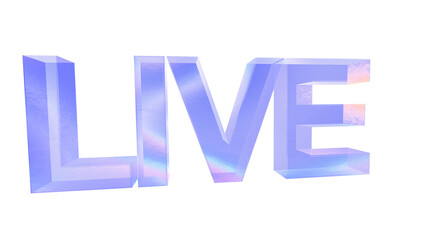 3d Live text with aberration effect isolated on a transparent background. Blue tone. 3d transparent elements for graphic design.