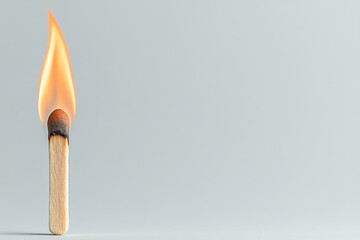 A clean graphic of a burning matchstick with stylized flames, set on a plain white background