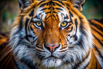 Fototapeta premium Amur Tiger Macro Photography: Close-up Details of Siberian Tiger Eyes, Fur, Claws, Wildlife Photography, Nature