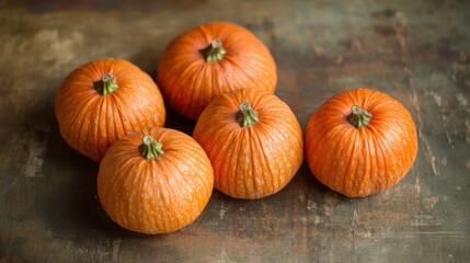 a group of orange pumpkins on a table