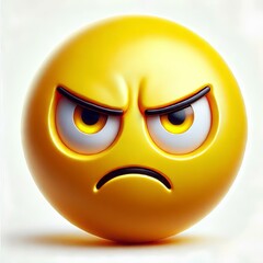 Fototapeta premium Angry Face Emoji with Detailed Shadows and Yellow Hue