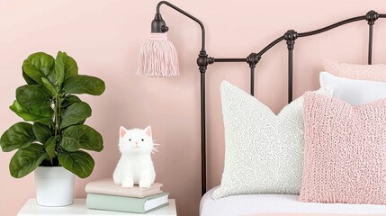 Cozy and Inviting Bedroom with Elegant Decor and Lush Greenery