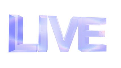 3d Live text with aberration effect isolated on a transparent background. Blue tone. 3d transparent elements for graphic design.