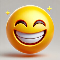 Fototapeta premium Glossy 3D Emoji Face in Yellow Color