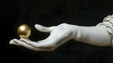 3D Render Golden Egg in Hand Illustration