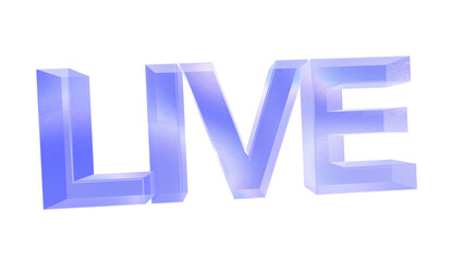 3d Live text with aberration effect isolated on a transparent background. Blue tone. 3d transparent elements for graphic design.