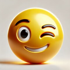 Fototapeta premium Yellow 3D Emoji Winking Face