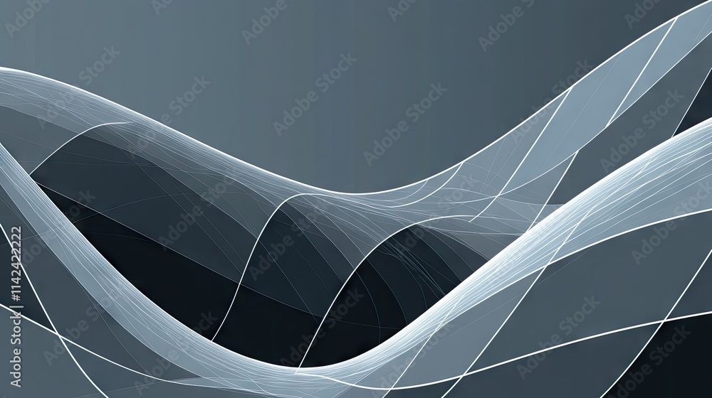 Poster elegant abstract wave design with soft gray tones and lines