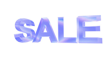 3d Sale text with aberration effect isolated on a transparent background. Blue tone. 3d transparent elements for graphic design.