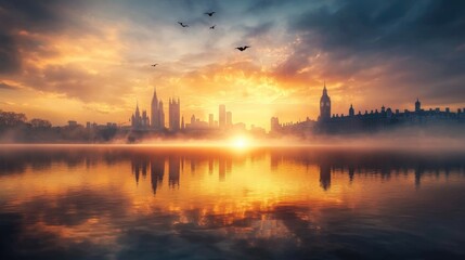 Fototapeta premium Photo of London skyline at sunrise