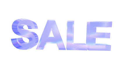 3d Sale text with aberration effect isolated on a transparent background. Blue tone. 3d transparent elements for graphic design.