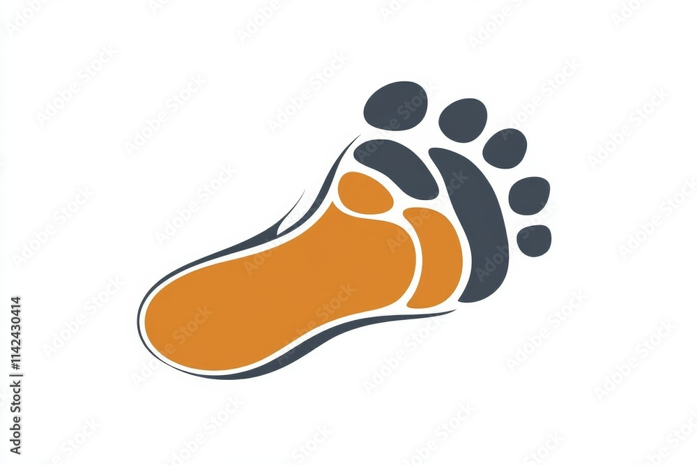 Aufkleber a minimalist illustration of a footprint icon, drawn with clean lines and soft gradients of beige an