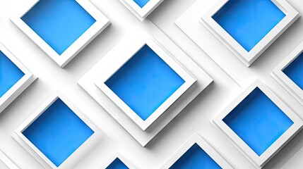 Artistic Composition of White Frames with Blue Backgrounds in Layers