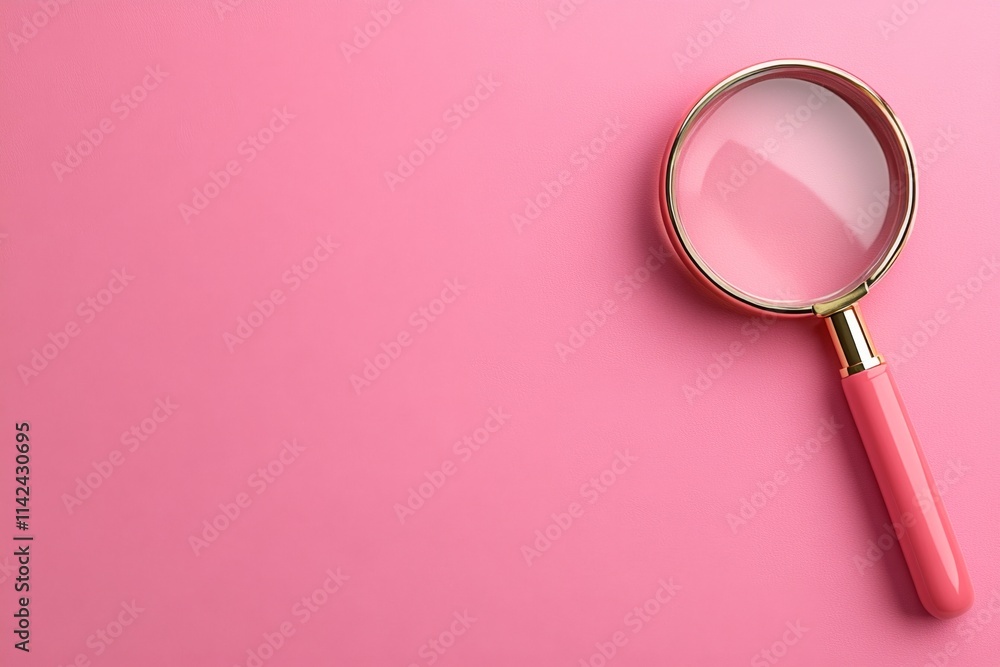 Poster a minimalist illustration of a single magnifying glass focusing on a specific point, drawn in clean 