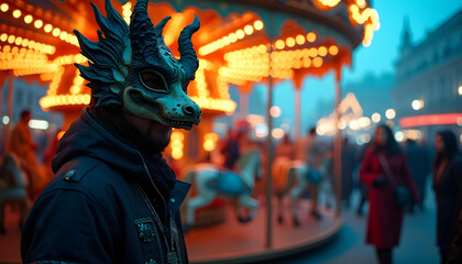 Dragon Mask Festival Traditional Chinese New Year Celebration and Cultural Carnival