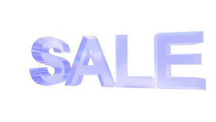 3d Sale text with aberration effect isolated on a transparent background. Blue tone. 3d transparent elements for graphic design.