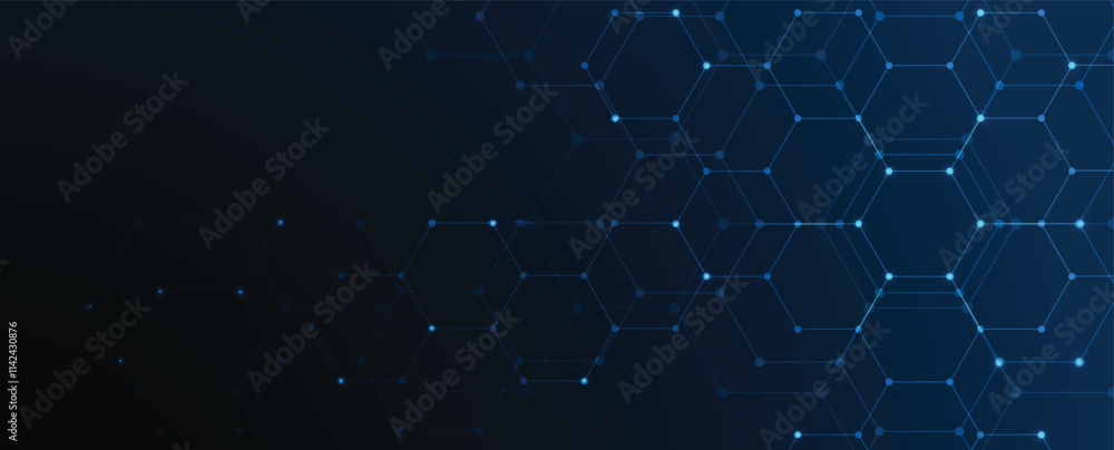 Poster Geometric hexagon abstract science and technology background