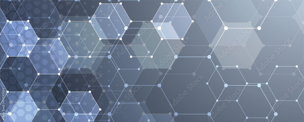 Poster geometric hexagon abstract science and technology background