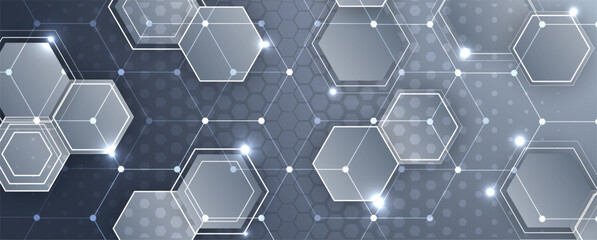 Geometric hexagon abstract science and technology background