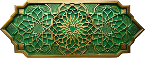 Elegant Green Gold Islamic Geometric Pattern Design