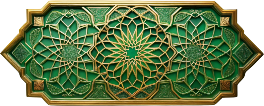 Elegant Green Gold Islamic Geometric Pattern Design