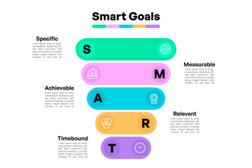 Smart Goals Infographic with Colorful Sections and Icons for Business Strategy