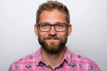 Obraz premium man wearing glasses and pink patterned shirt