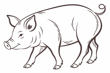 A smaller version of a pig with softer lines vector silhouette on a white background