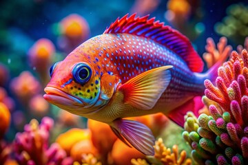 Obraz premium Beautiful Fish Wallpaper HD: Macro Photography of Vibrant Aquatic Life
