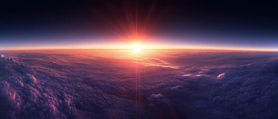 a vibrant sunrise over a sea of clouds