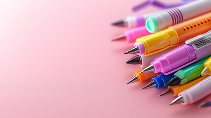 Highlighter and Document Annotator Symbolize Enhanced E Learning Tools on Pastel Pink Background