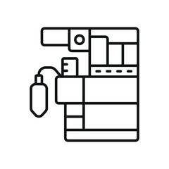 Anesthesia machine icon features a precise and professional design, perfect for representing surgical equipment, operating rooms, or healthcare facilities