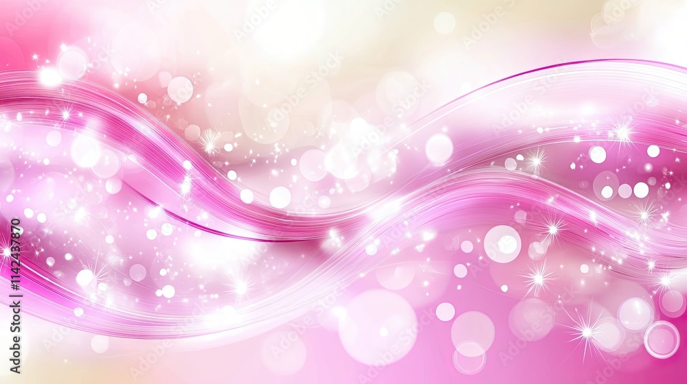 Poster abstract pink background with light bokeh and wave patterns
