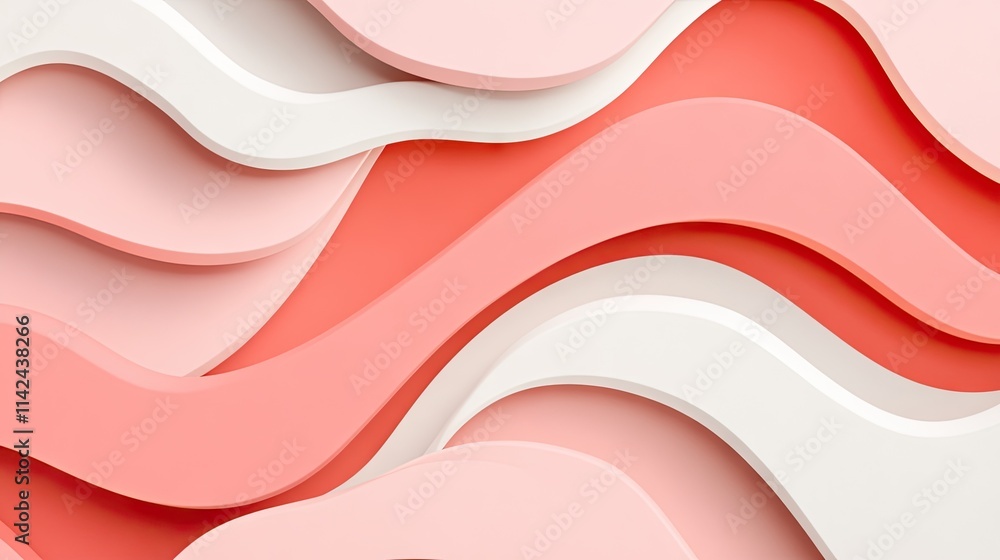 Poster abstract wavy pattern with soft textures in coral and light tones