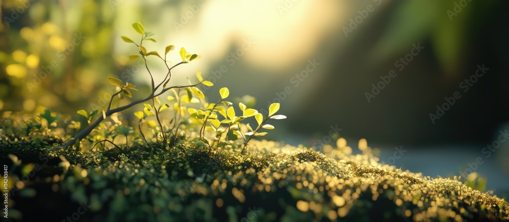 Poster delicate small plants enriching interior spaces with a warm ambiance and soft lighting creating a tr