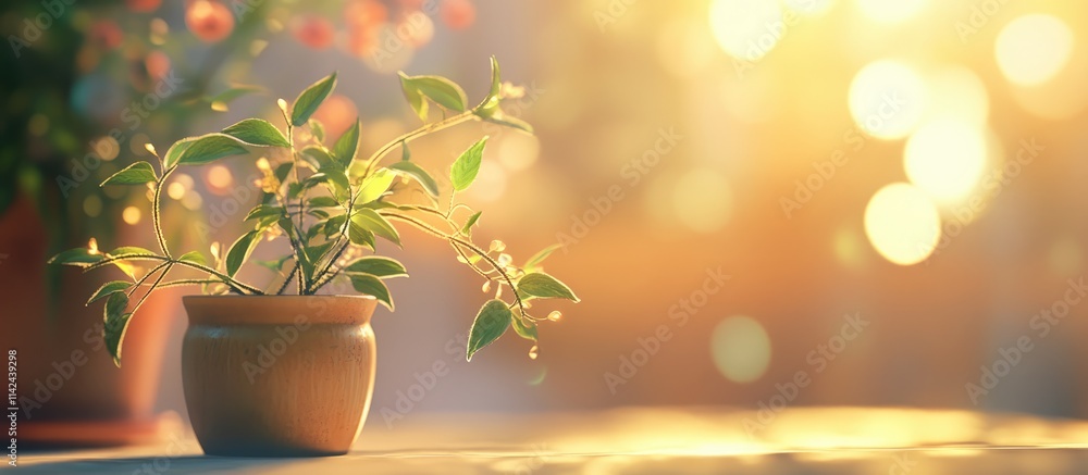 Poster small indoor plants adding warmth and natural beauty with soft lighting creating an inviting atmosph