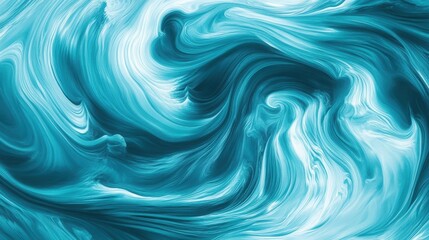 Abstract Teal Swirling Waves Fluid Art Design