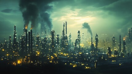 Obraz premium Oil refineries and chemical plants in industrial areas