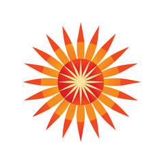 Colorful Sunburst Design - Bright Red and Orange Symmetrical Sun Art for Graphic Design Projects