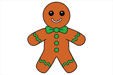 Cute Christmas gingerbread man in flat style isolated on white background. Christmas cookies, Vector illustration