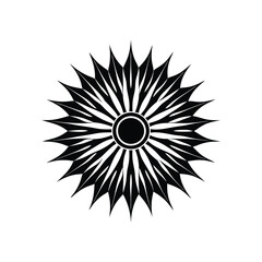 Decorative Sunburst Design - Black and White Symmetrical Abstract Sun Pattern for Art and Design