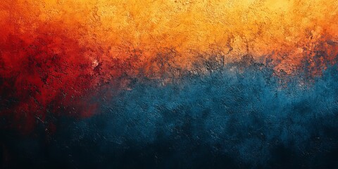 Vibrant grunge grainy background, blue orange red black noise texture color gradient, backdrop header poster banner design, Generative AI