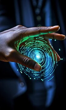 A hand utilising a fingerprint reader