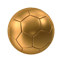 Golden soccer ball on white background