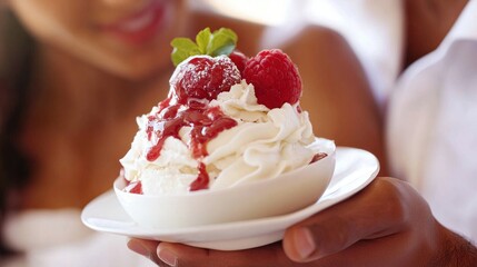 A close-up of a couple sharing a dessert, highlighting the sweetness of their Valentine's Day celebration