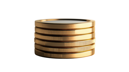Stacked coins, transparent background