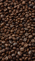 Obraz premium Roasted coffee grains, close-up, dinamic scene. isolated with white highlights