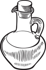 Glass jar with olive oil hand drawing vector illustration.