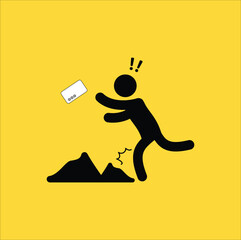 Caution symbols with stick figure man. Vector illustration design. Eps 10.