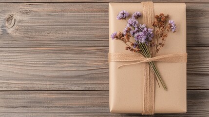 Fototapeta premium Eco-Friendly Gift Packaging Concept with Flowers